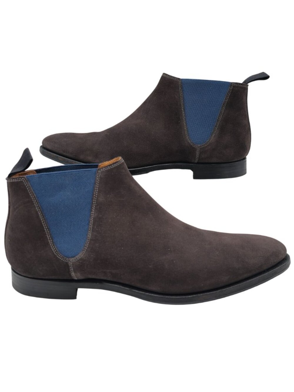 Crockett and Jones Mens Size 10 England Brown Navy Suede Chelsea Boots Shoes 9UK - Picture 10 of 13